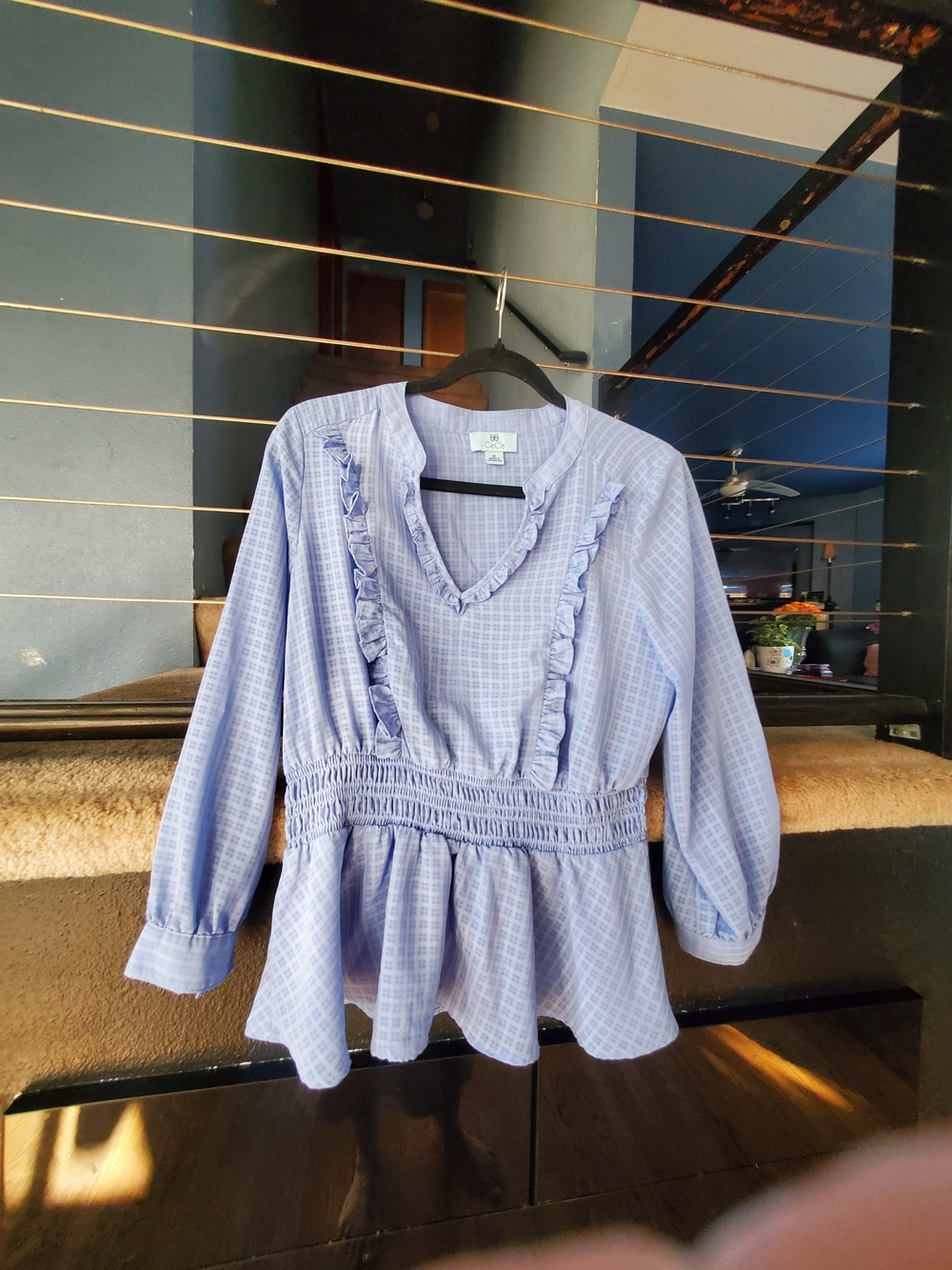 CeCe Light Lavender Ruffle Smocked Waist Tunic